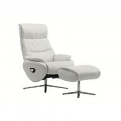 Omega Recliner W/Footstool Light Grey Leather